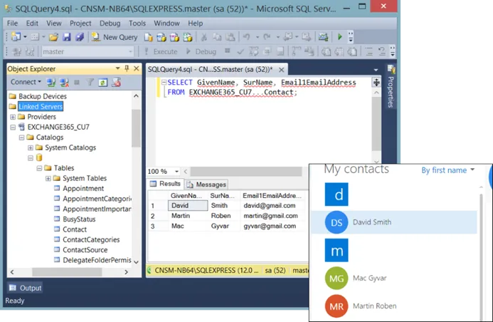 SQL integration of Exchange and Salesforce