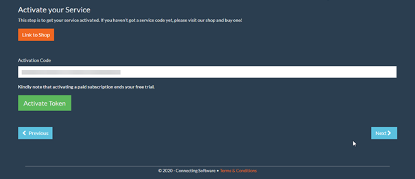 Configuration Wizard - Service Activation