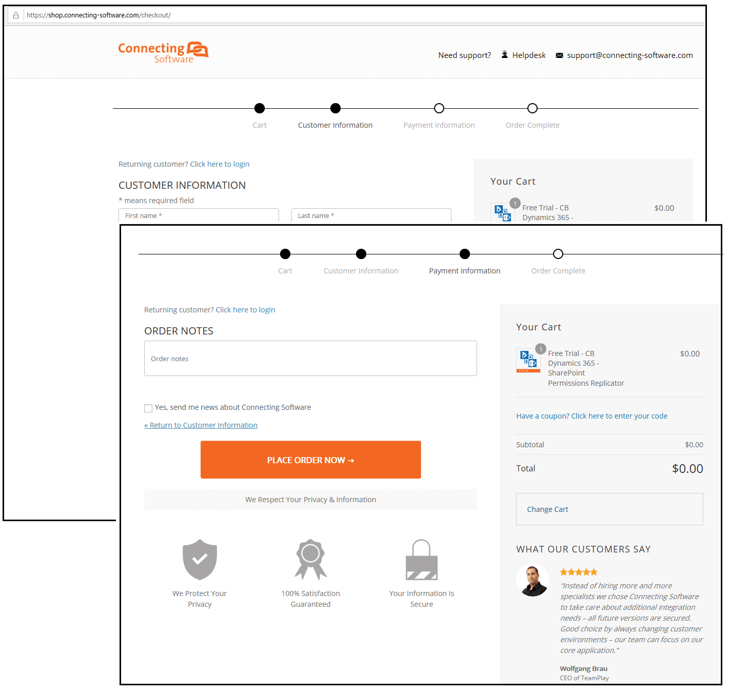 CB Dynamics 365 to SharePoint permissions Replicator - Checkout page