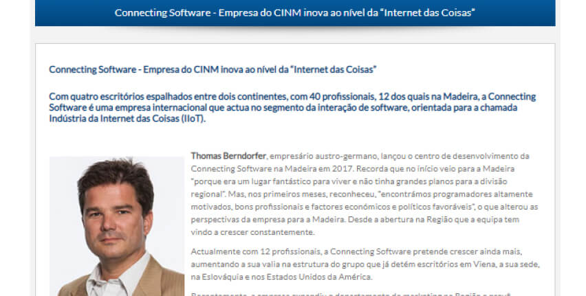 Featured image for "Una empresa informática de Madeira innova para el Internet industrial de las cosas"