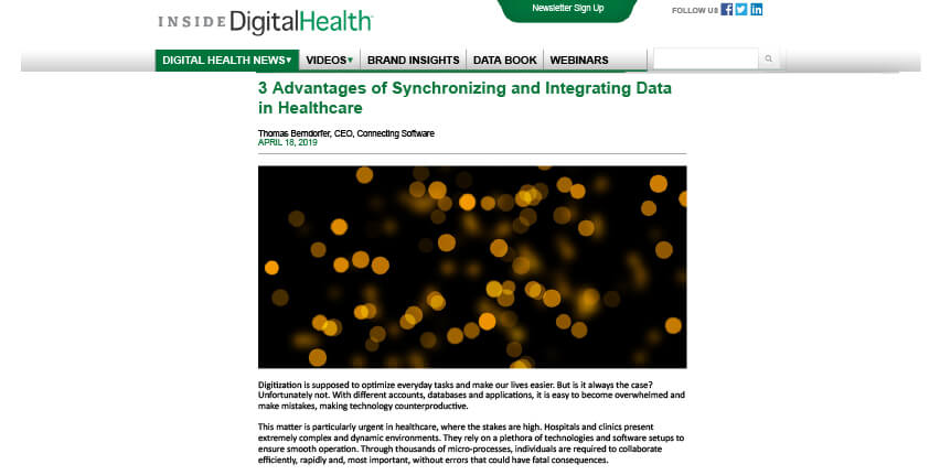 Featured image for "3 ventajas de sincronizar e integrar datos en sanidad"