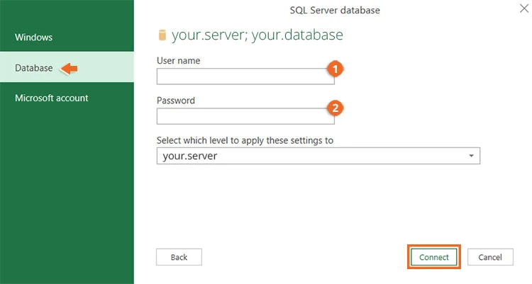 Connect Excel to SQL