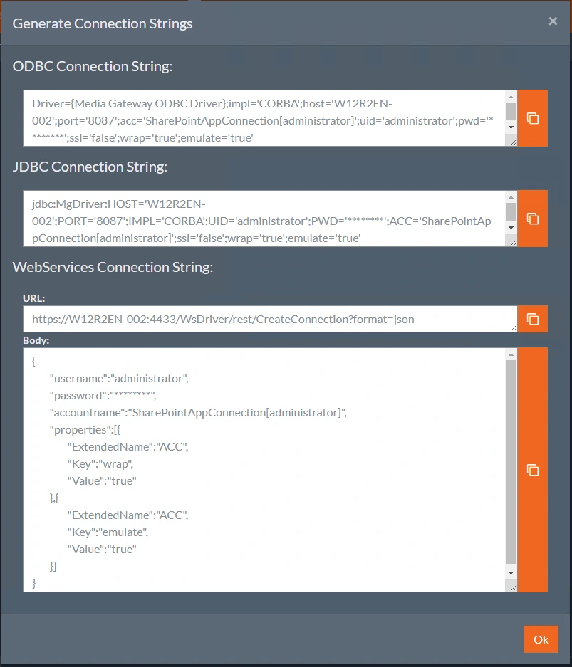 Connect Bridge Connection Strings