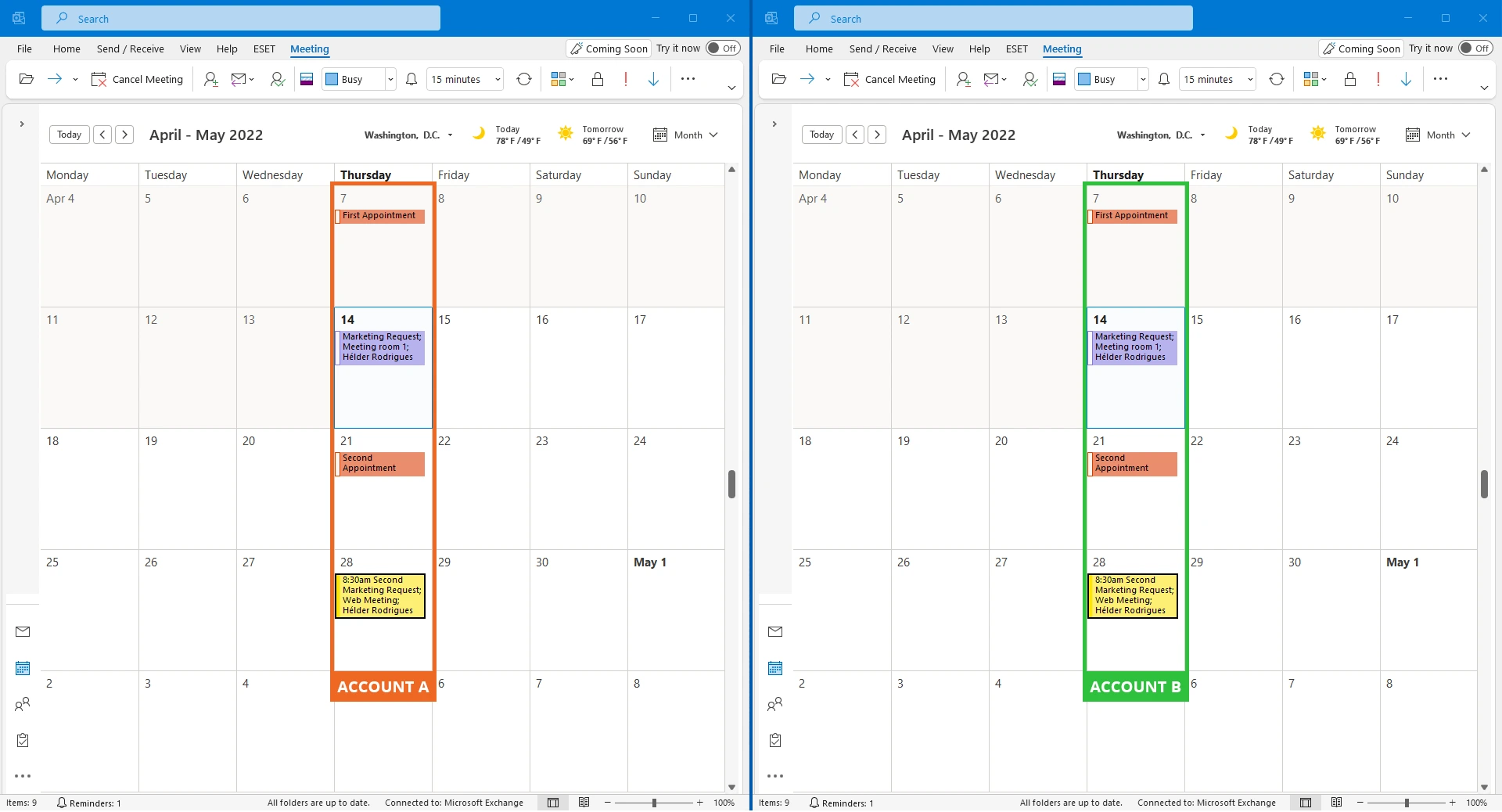 Outlook calendar sync