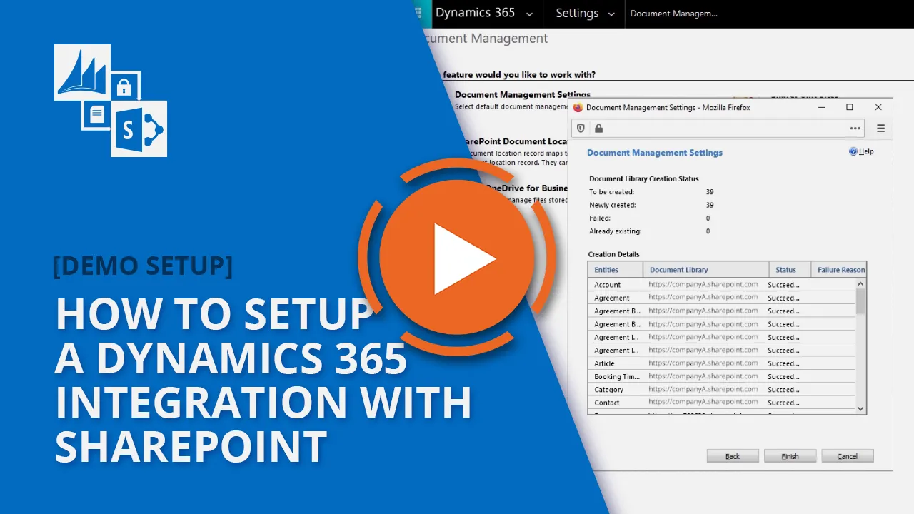 how to setup a dynamics 365 integration with sharepoint