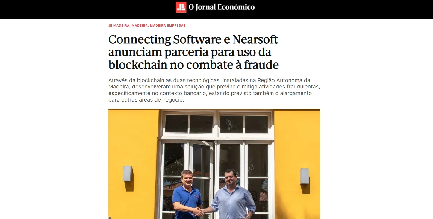 Imagem em destaque para "Connecting Software e Nearsoft anunciam parceria para usar o Blockchain no combate à fraude"