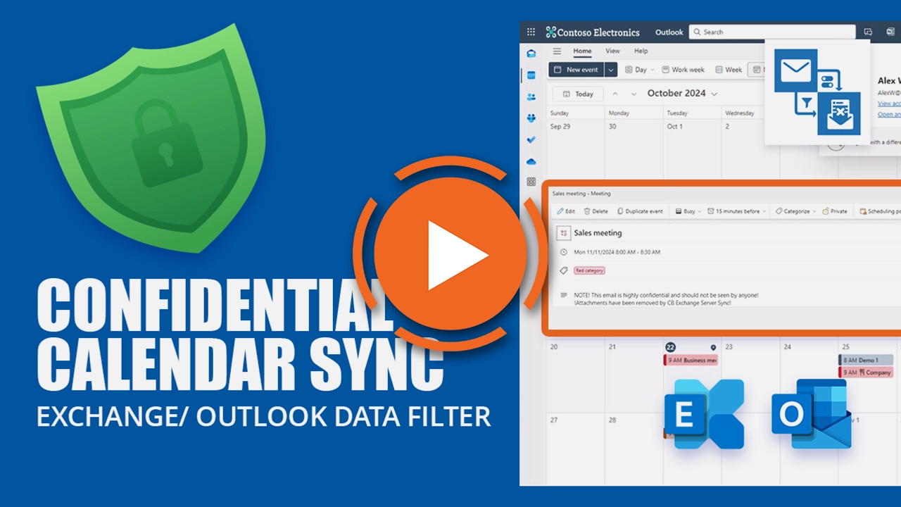 Klik om af te spelen - Vertrouwelijke kalendersynchronisatie - Exchange/ Outlook gegevensfilter