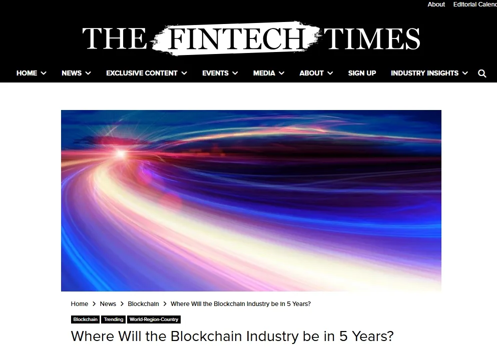 Uitgelichte afbeelding voor "Waar staat de Blockchain industrie over 5 jaar?".