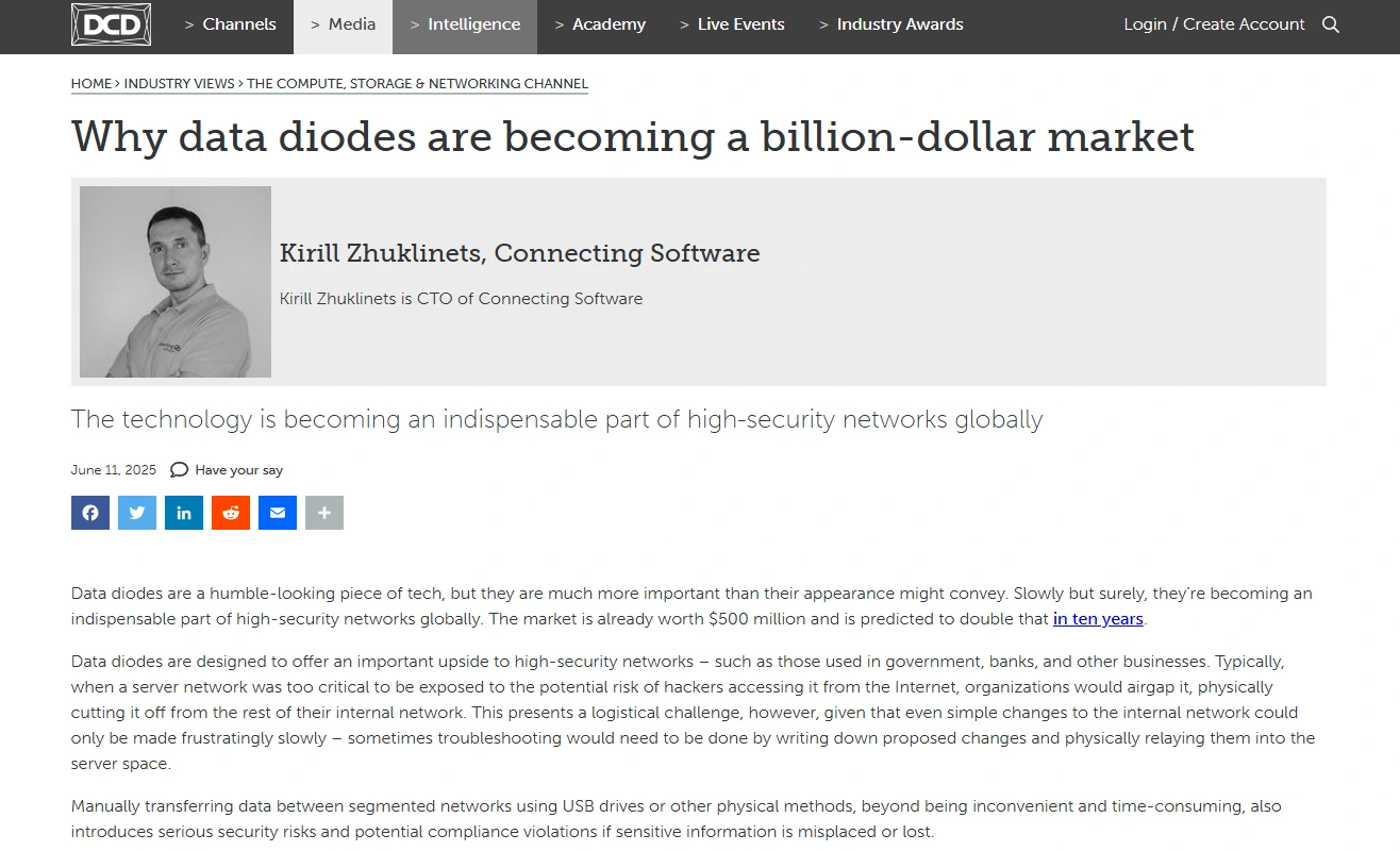 Featured image for “Why data diodes are becoming a billion-dollar market”