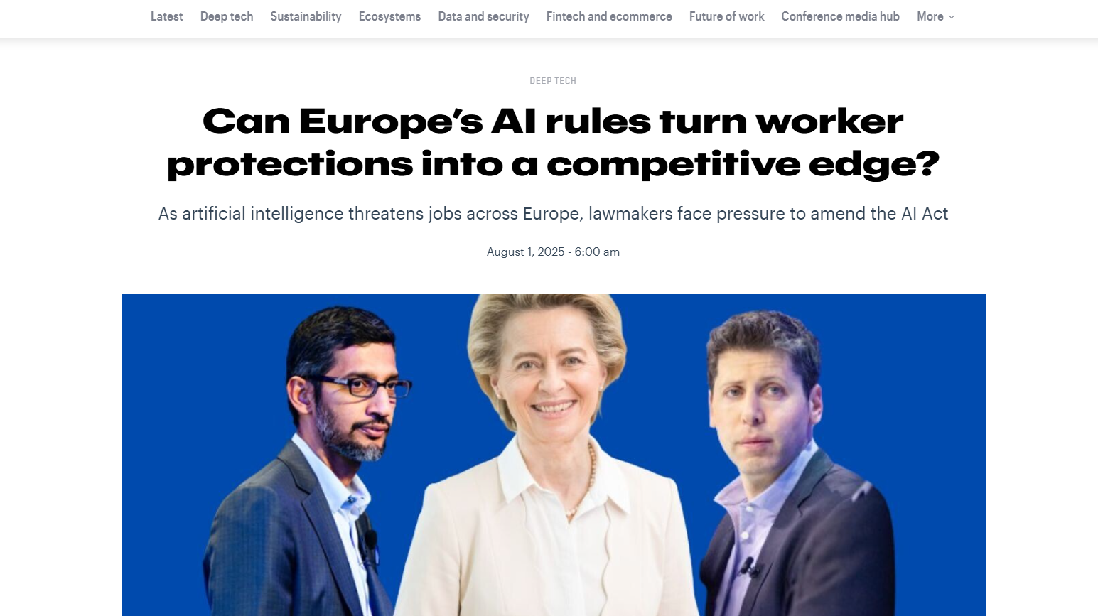 Featured image for "Les règles européennes en matière d'IA peuvent-elles transformer les protections des travailleurs en avantage concurrentiel ?