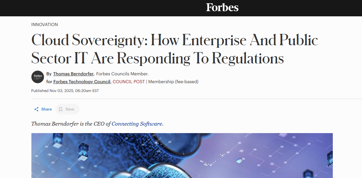 Featured image for “Thomas Berndorfer, miembro del consejo tecnológico de Forbes, habla sobre la soberanía de los datos en la nube”
